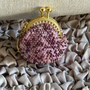 Elegant Beaded Coin Purse - Purple
